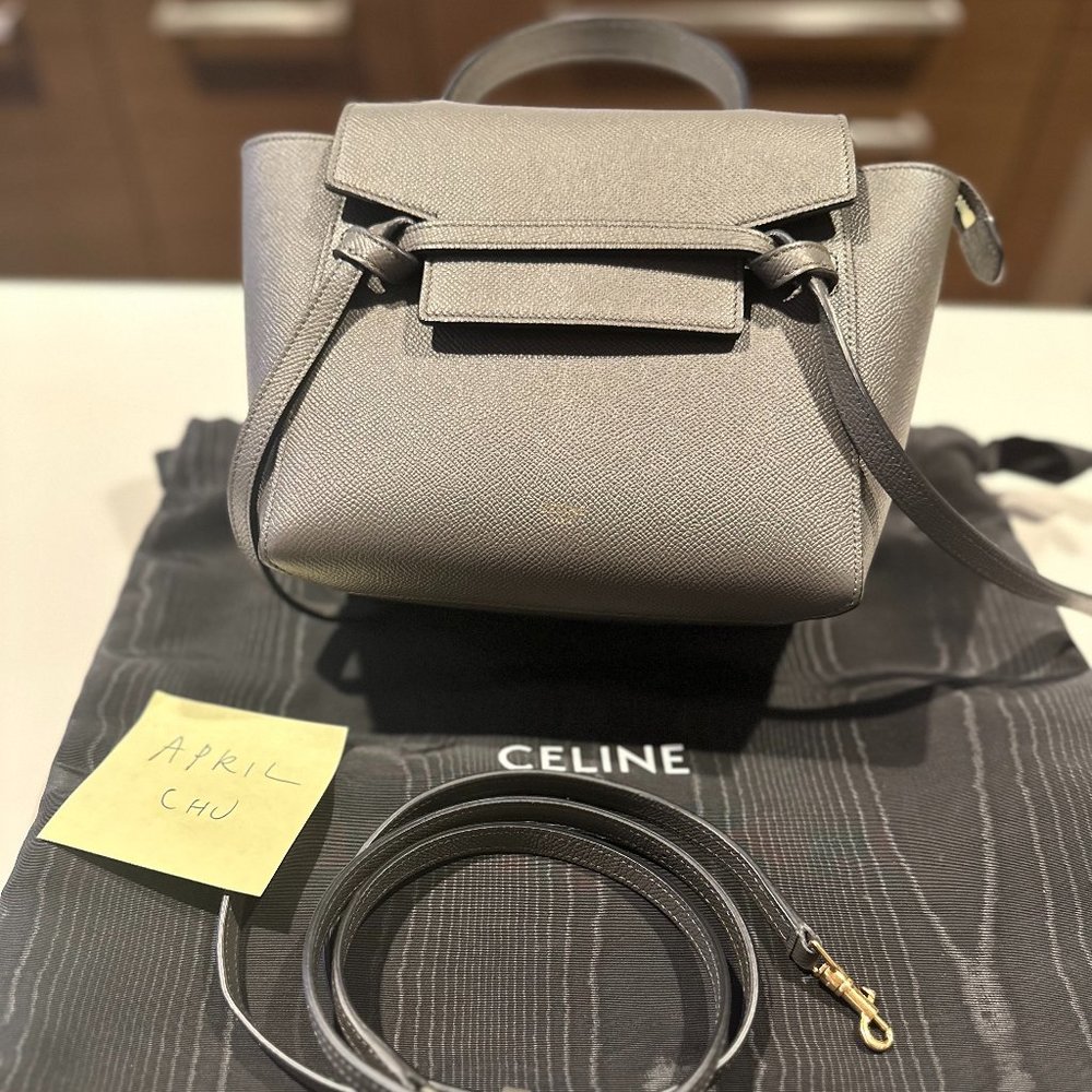 NANO BELT BAG IN GRAINED CALFSKIN GREY